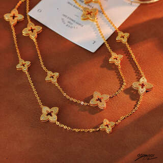 Lucky Clover Necklace Bracelet Earrings Gold Plated Chain Jewelry Set Ddmyday For Women Lightweight Elegant Gift 3Pcs Ddmyday