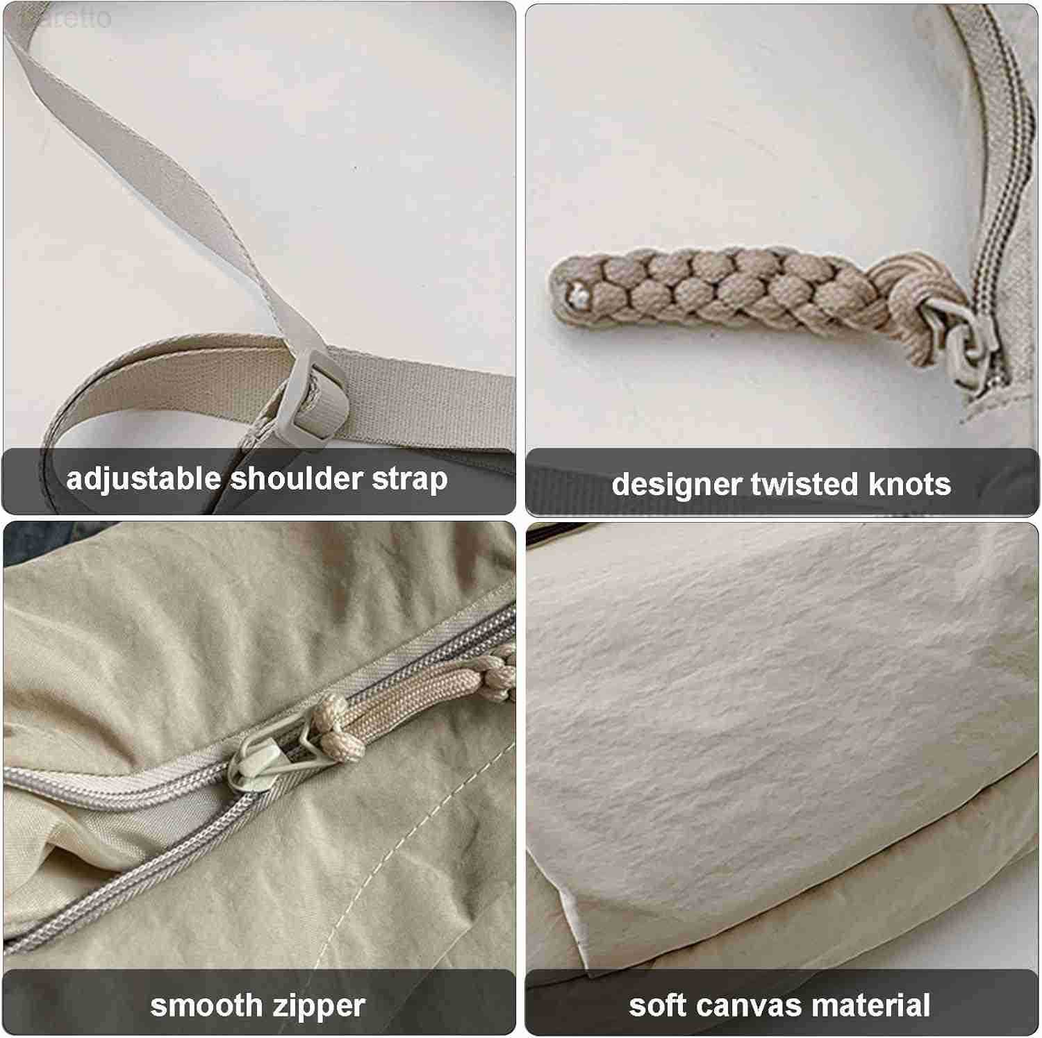 Crescent Shoulder Bag Nylon Crossbody Bag for Women Nylon Hobo Bag Slouchy Sling Purse Dumpling Bags M250903