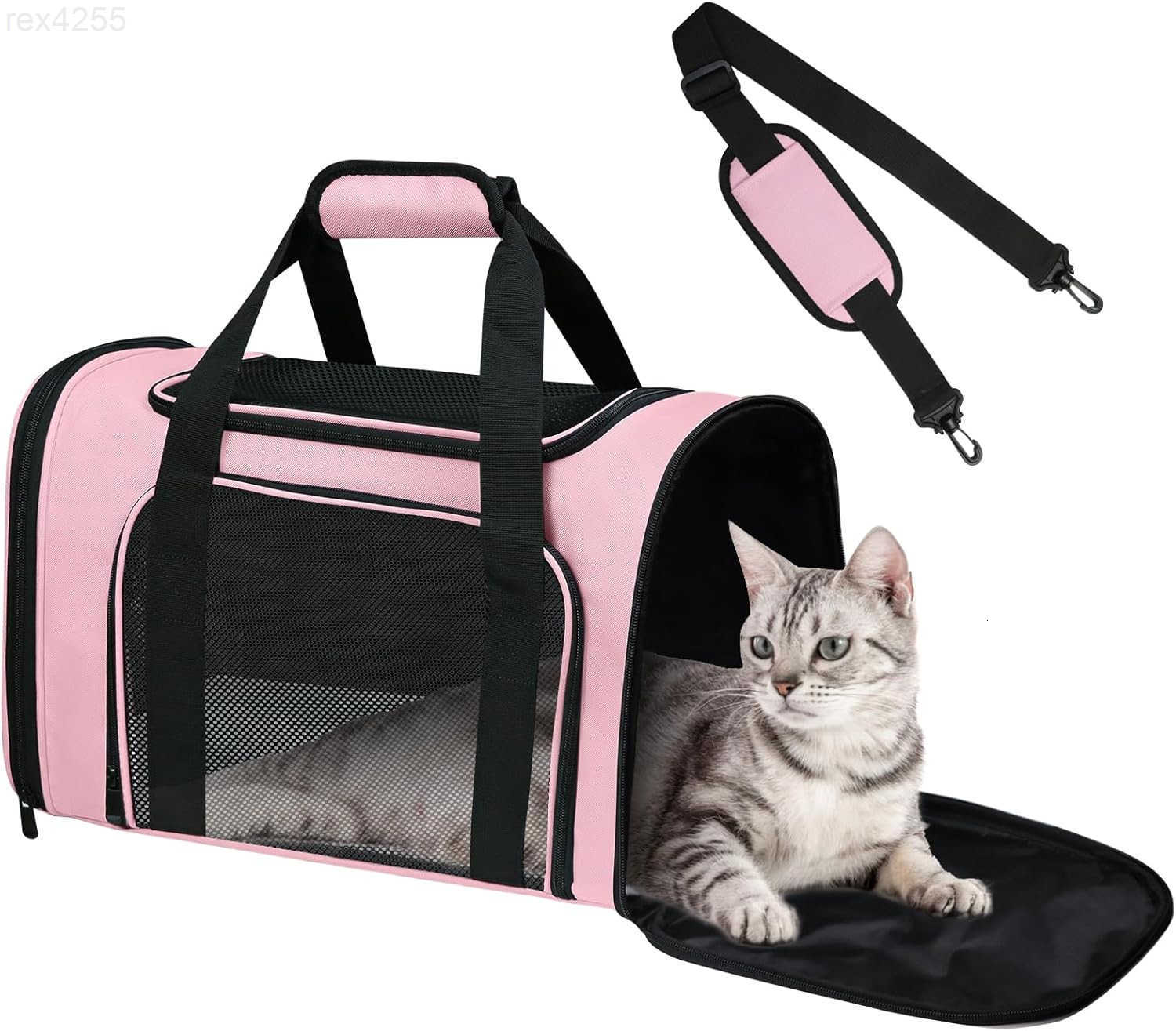Approved Pet Carrier 17x11x11 Soft Sided Cat Dog Travel Bag for Small Pets up to 15 lbs Portable Collapsible Pet Carrier Under Seat with Mesh Ventilat