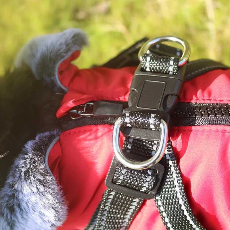 Waterproof Dog Clothes with Harness for Medium Large Dog Winter Warm Fur Collar Pet Dog et Reflective French Bulldog Costume W250904