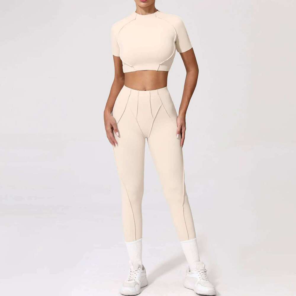 Summer Set 2 Piece Clothes Women's Tracksuit Athletic Short Sleeve Yoga Top Women Sports Leggings Pilates Fiess Suits