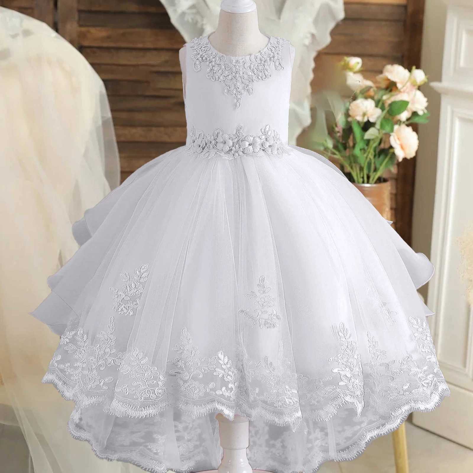 Elegant Flower Bridesmaids Party Girl Dress Summer Tulle Wedding Pageant Princess Prom Dress Girls First Communion Birthday Gown Z250904