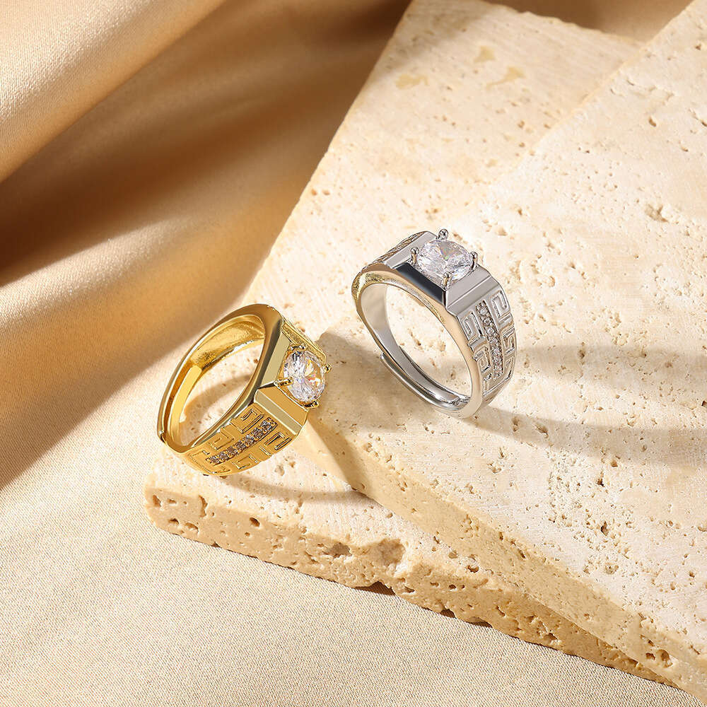 Personalized Gold-Plated Diamond-Studded Unisex Geometric Irregular Ins Niche Trendy Ring