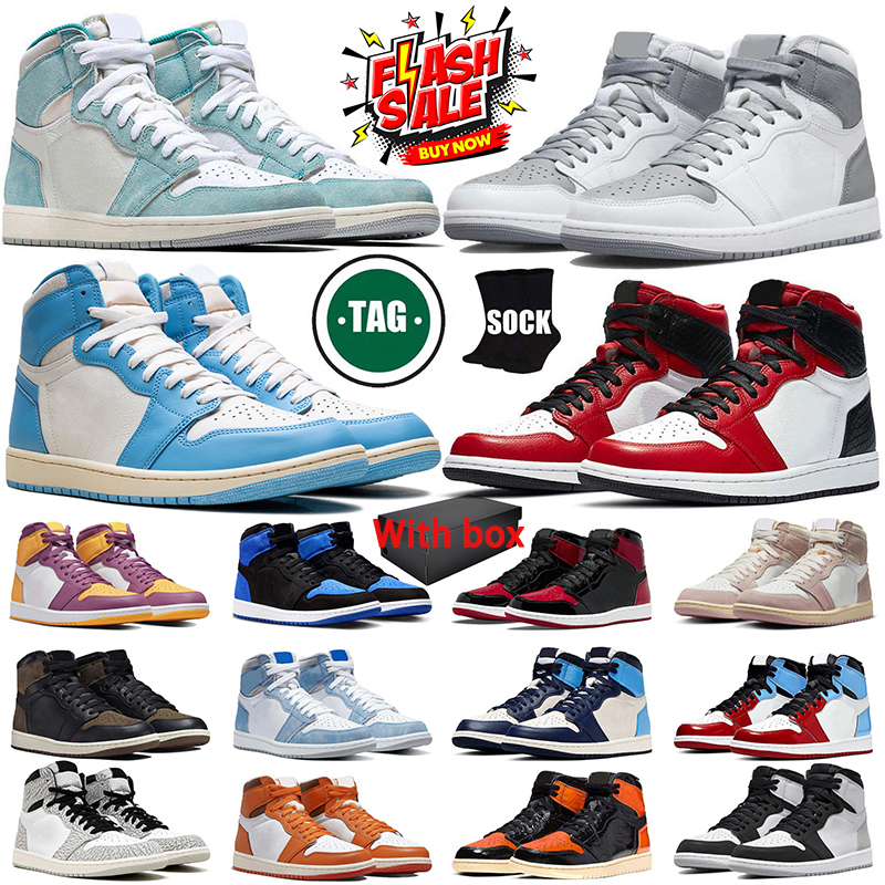 Top 1 1s High Men Women Basketball Shoes Leather Jump Mans Designer Trainers Hyper Royal Black Toe Denim Dark Mocha Bloodline Outdoor Sneakers Size 36-47