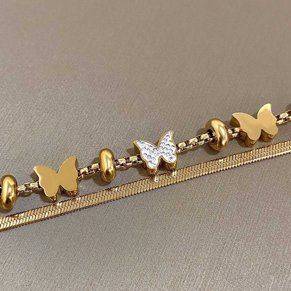 Greatera White Mud Double Bracelet For Wen Personty Art Doubledeck Chain Light Luxury Gold Color Bangle Jewelry Y250904
