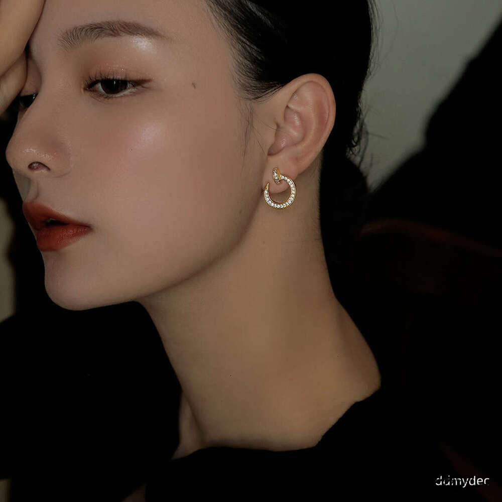 Style Nail Stud For Women Micro Inlaid Zircon High-End Circle Exquisite Temperament Sier ddmydec Needle Earrings Versatile ddmydec