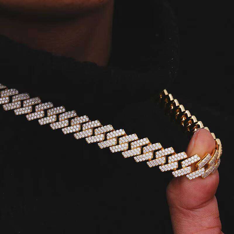 Sterling Sier Moissanite Cuban Chain Necklace Gift Jewelry in Stock