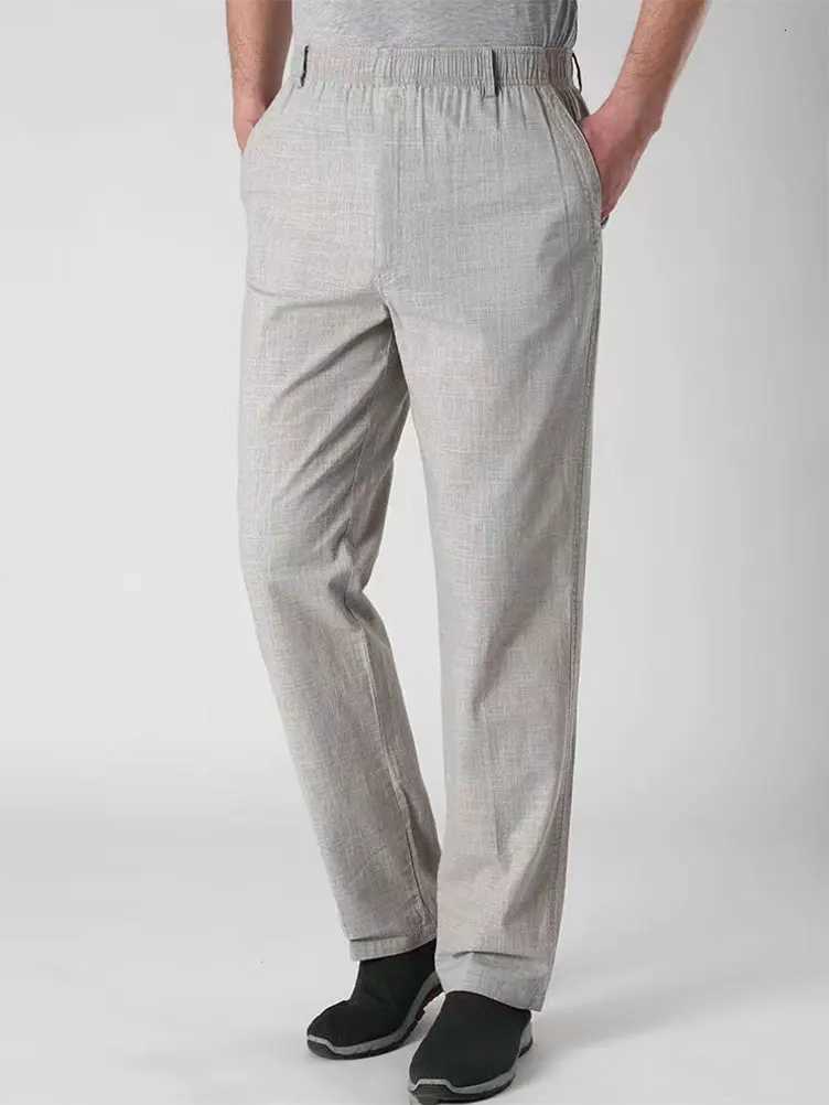 Summer Linen Men Casual Pants Work Wear Office Thin Golf Straight Long Formal Suit Trousers Plus Size 5xl 2024 New W250905