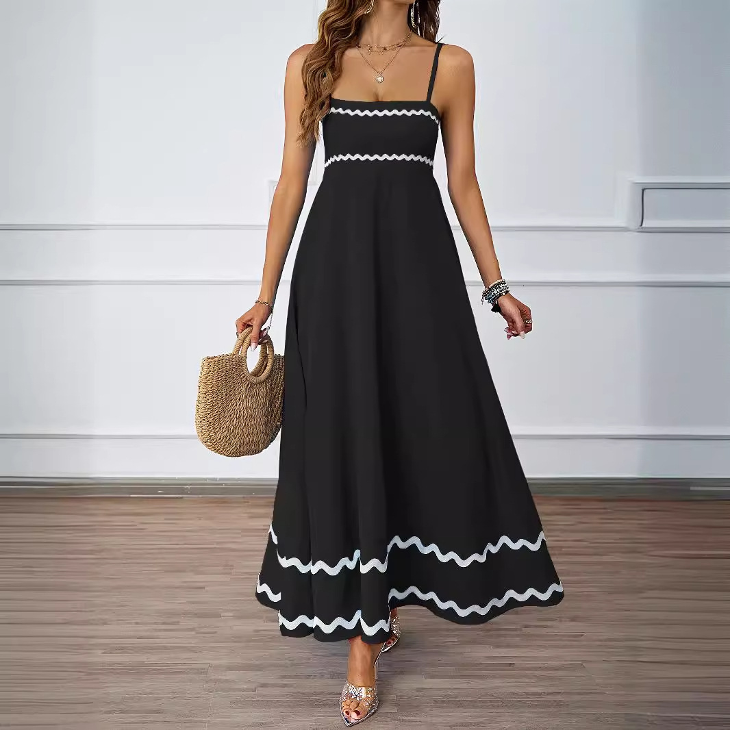 2024 Summer Solid Color Lace Patchwork Elegant Strapless Maxi Dress for Women