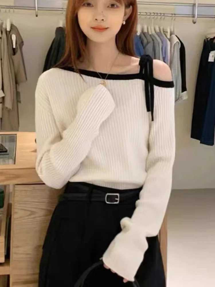Autumn Winter Casual Long Sleeve Womens Knit Pullovers New Fashion Women Knitted Top Offshoulder Sweater Elegant Z250905