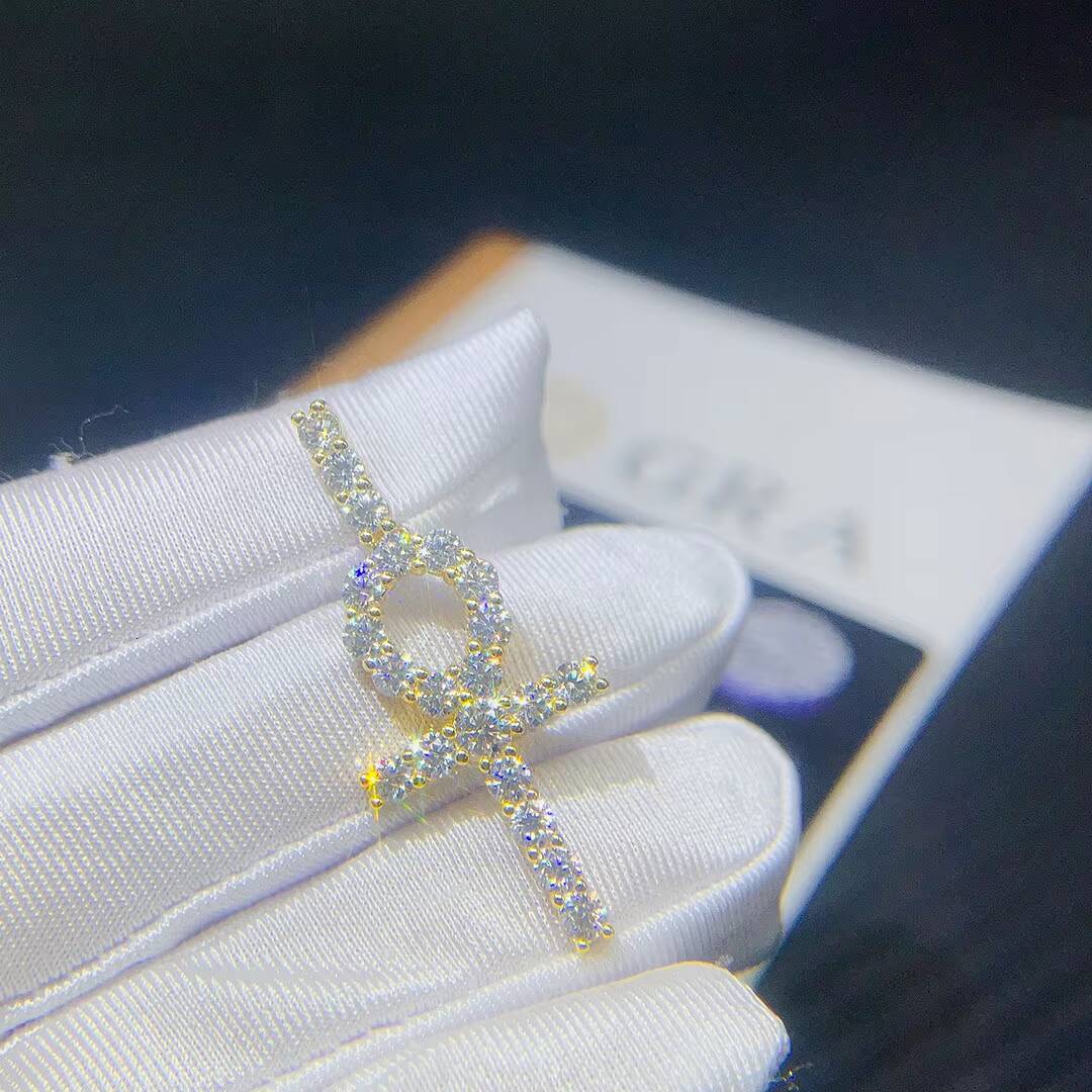 Wuzhou Diamond Pendant Best Price Iced Sterling Silver Jewelry Real S925 Moissanite Cross Pendant