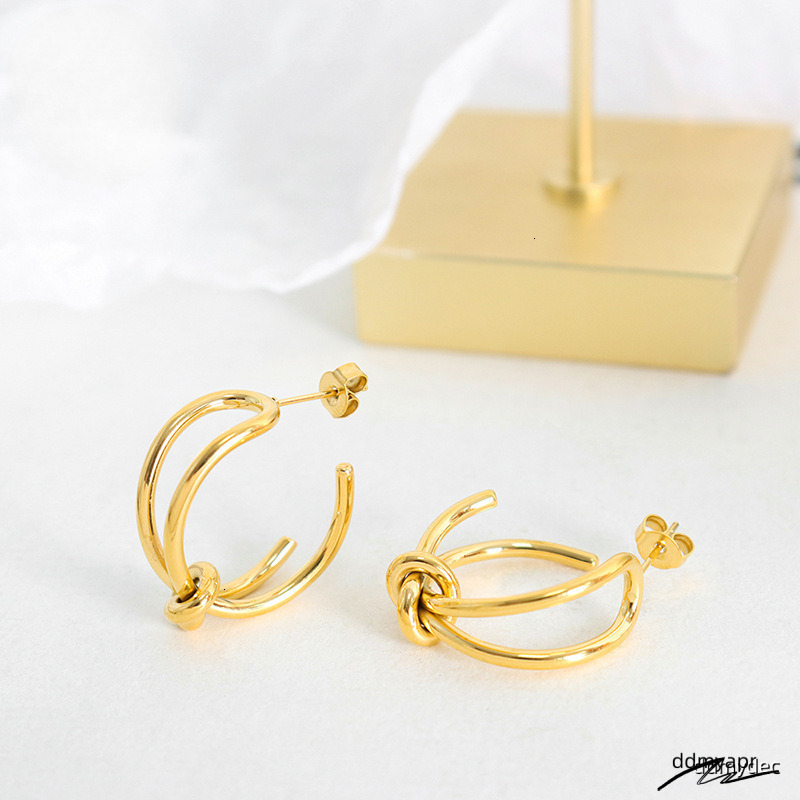 Designer Lady Stainless Steel Gold ddmydec Knot Earrings For Women C-Shaped Light Jewelry Wholesale ddmydec