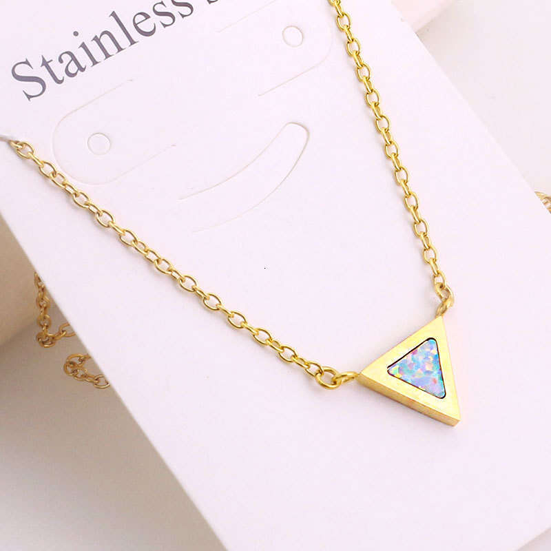 DHpet 2025 Spring: Unisex Stainless - steel Opal - inspired Necklaces with Triangular Pendant