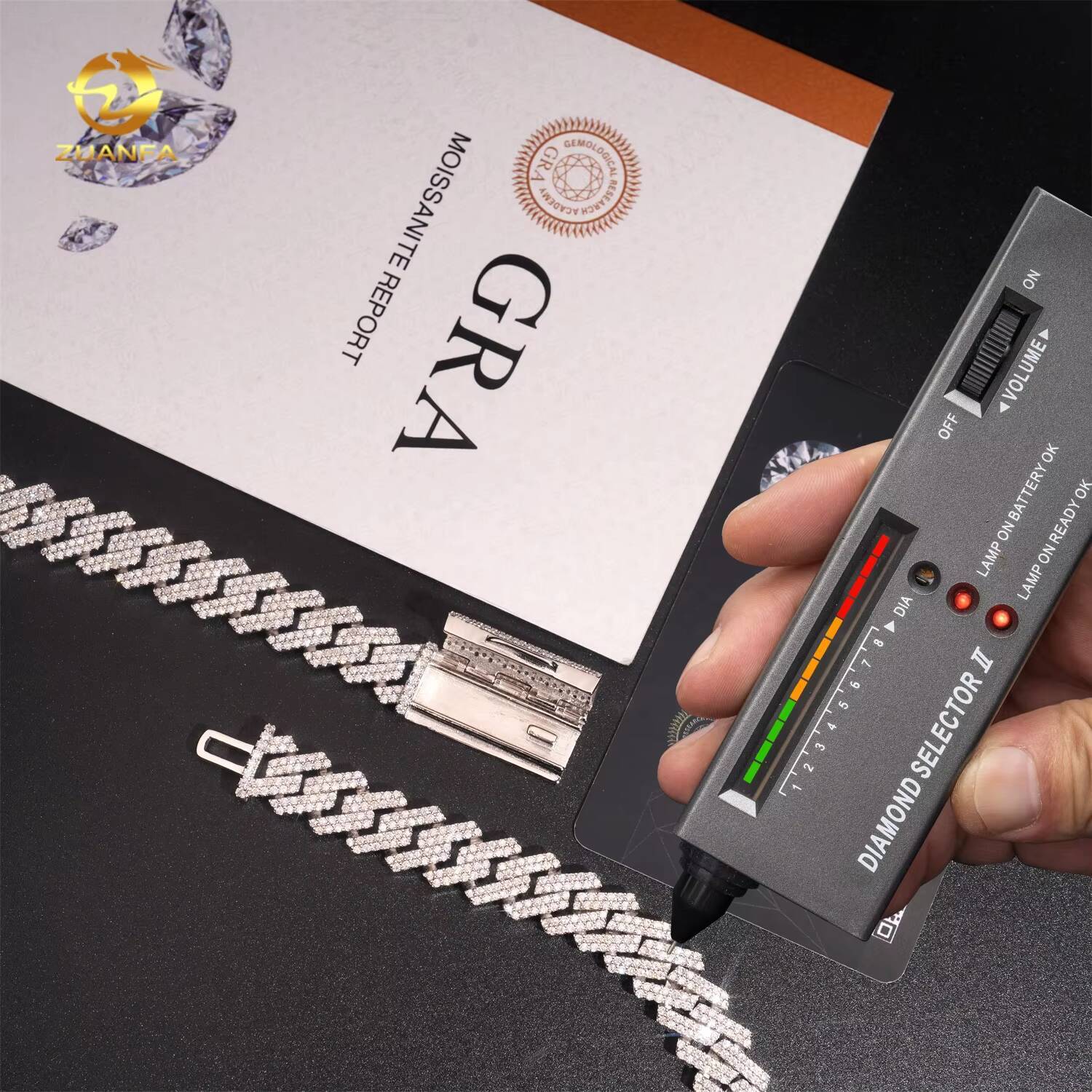 Hot Sale Straight 12mm Two Row Hip Hop Iced Out 925 Sterling Silver Moissanite Necklace Cuban Link Chain