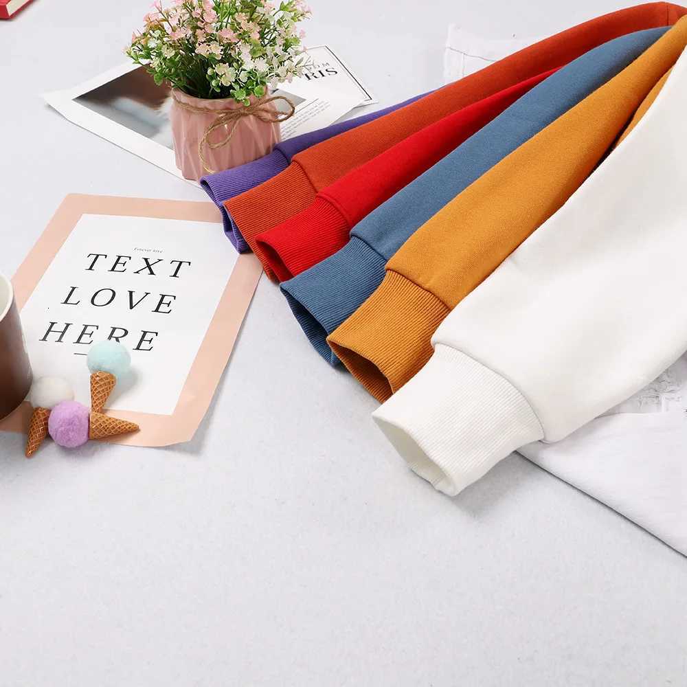 Solid Color Multicolor Woman Hoodie Casual Comfortable Clothing Loose Trendy Sweatshirt Autumn Crewneck Female Pullovers Z250905