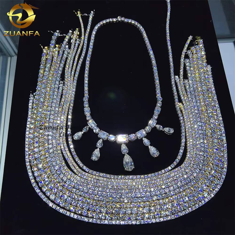 Cheapest Price 2MM 3MM 4MM 5MM Hip Hop Fine Jewelry Necklaces Sterling Silver DVVS Diamond Moissanite Tennis Chain Necklace