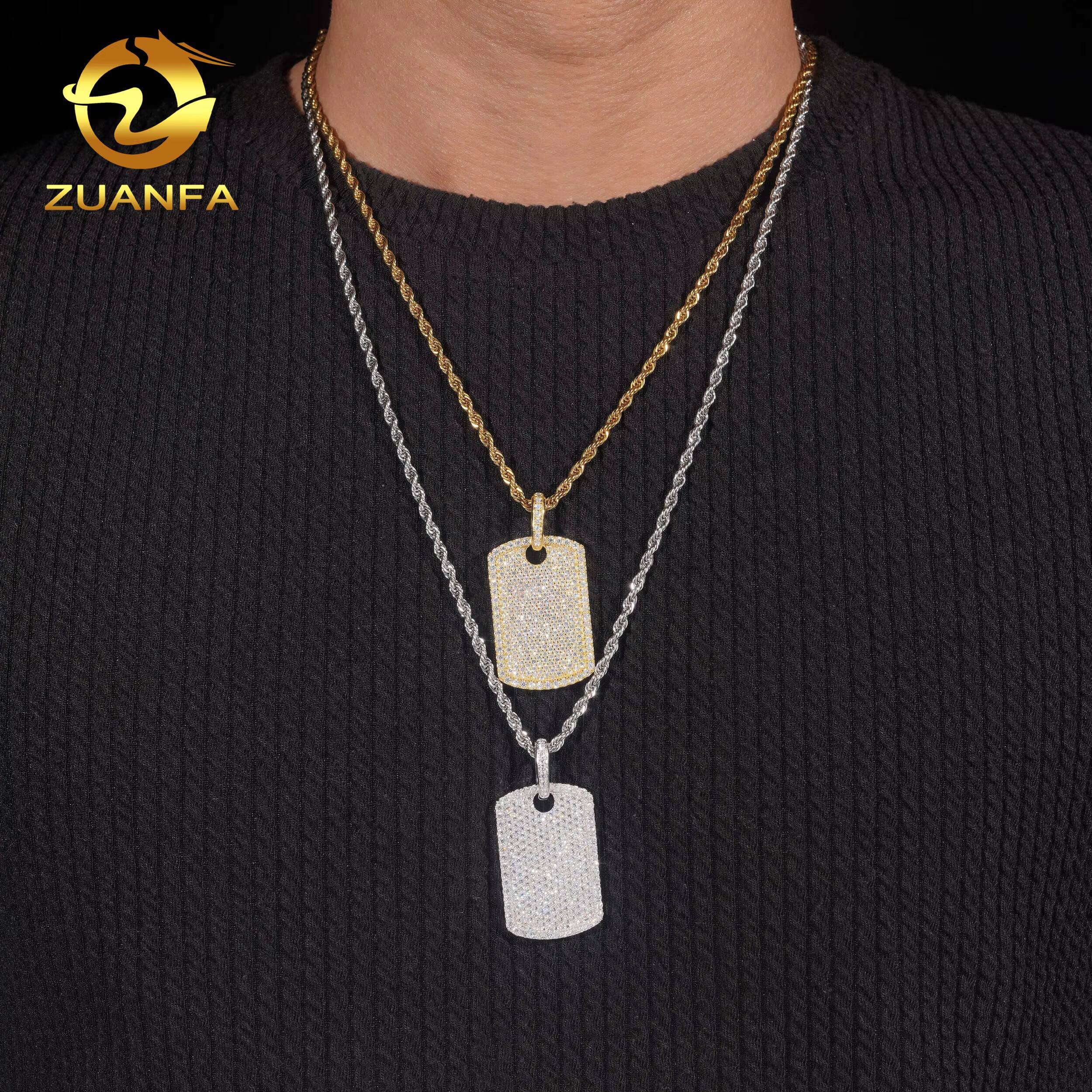 USA Stock 925 Solid Silver Moisssanite Tag Cross Pendant Hip Hop Jewelry Iced Out Moissanite Pendant Pass Diamond Tester