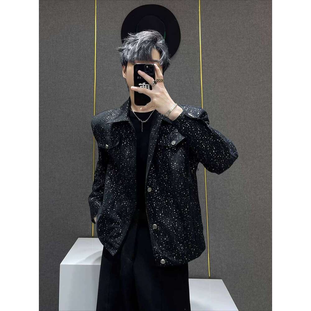 High-end Starry Sky Hot Dia Jackets Men's 2025 Spring Autumn New Niche Trendy Fashion Versatile Chic Denim Coats