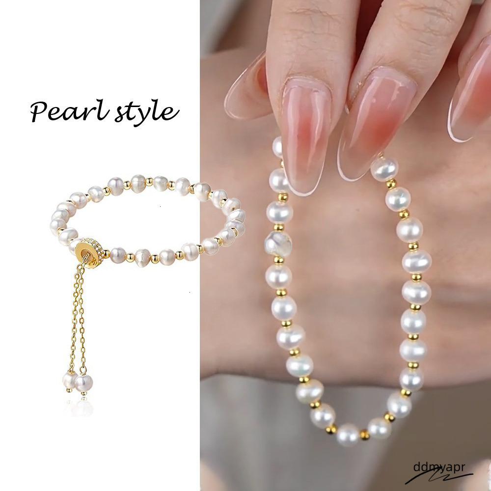 Niche Light Pearl Beaded Bracelet Gold-Plated Adjustable Fashion Charm For Women And ddmyday Girls 250710