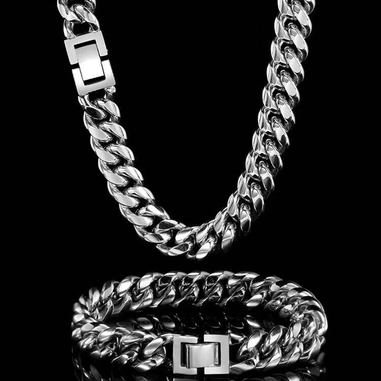 GZYS JEWELRY Wholesale Cheap Cubana 6MM 8MM 10MM 12MM 18k Gold Plated Stainless Steel Mens Cuban Link Chain Necklace