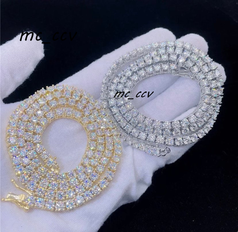 Maiyi Jewelry Custom Gold Necklace 18k Tennis Necklace Moissanite Solid Real 9k 10k 14k Tennis Necklace for Women Men