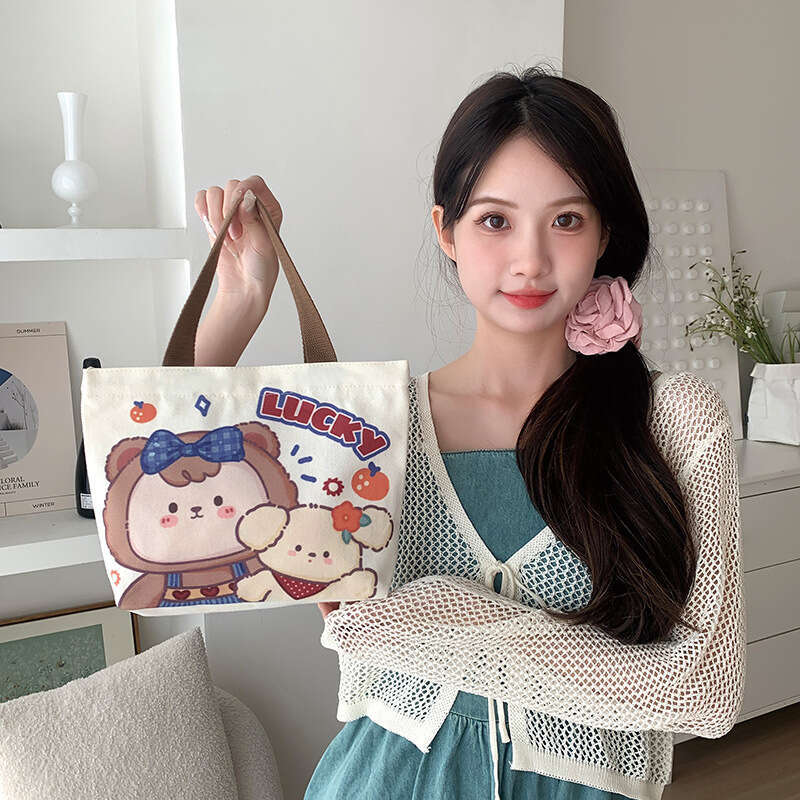 for Women Cartoon Canvas Handbag Small Crossbody Fashion Korean Style Cute Casual Tote Bag