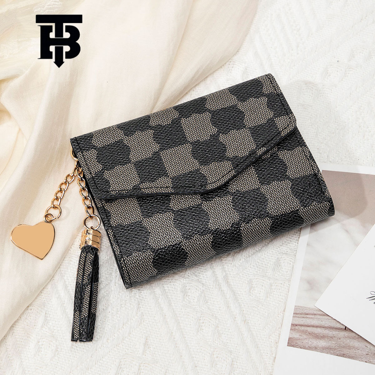 Luxury Bag TB BHULAMTE Designer Bag Vintage Print Multifunctional 70% Off Short Wallet New Tassel Pendant Decorative Clutch Portable Women's Coin