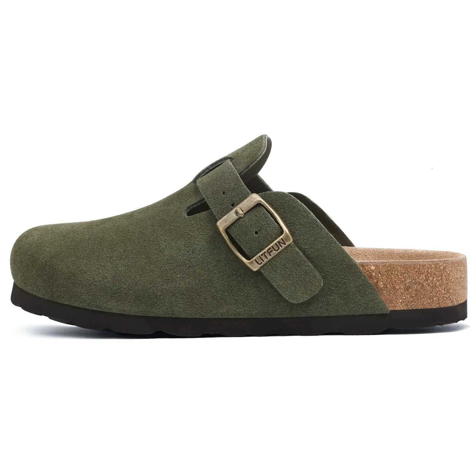 Crestar Suede Clogs Slippers Women Men Fashion Cork Clogs Footbed Leather Mules Unisex Slipon Beach Shoes With Arch support W250905