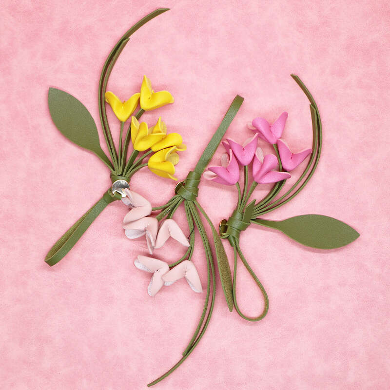 DHEssentials 2025 Spring PU Flower Keychain, Golden Osmanthus Design, 8 Colors, Elegant Ladies' Bag Pendant