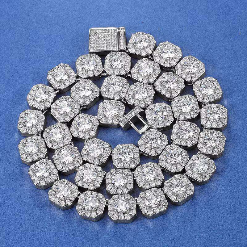 Men's 12mm Iced out Cuban Chain Necklace Hip Hop Dia Prong Choker for Wedding Engagement or Gift