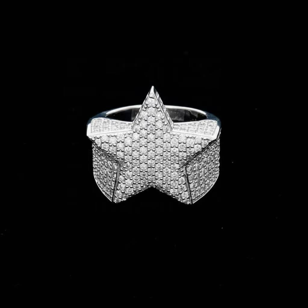 9K 10K 14K 18K Solid Gold Custom Fine Jewelry Hip Hop IGI Certified VVS DEF Color Lab Grown Diamond Cluster Star Ring for Men