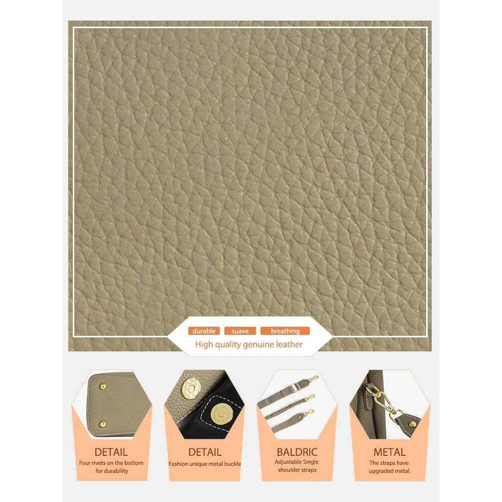 Zency New Genuine Leather Shopper Shoulder Large Capacity Bucket Handbag Simple High Quality Women Crossbody Bag Three Layer