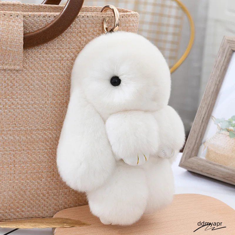 Fashion Pendant Bag Car Charm Tag Cute Mini Rabbit ddmydec Toy Doll Real Fur Monster Keychains 100 Genuine Rex Keychai 240829 ddmydec ddmydec ddmydec 