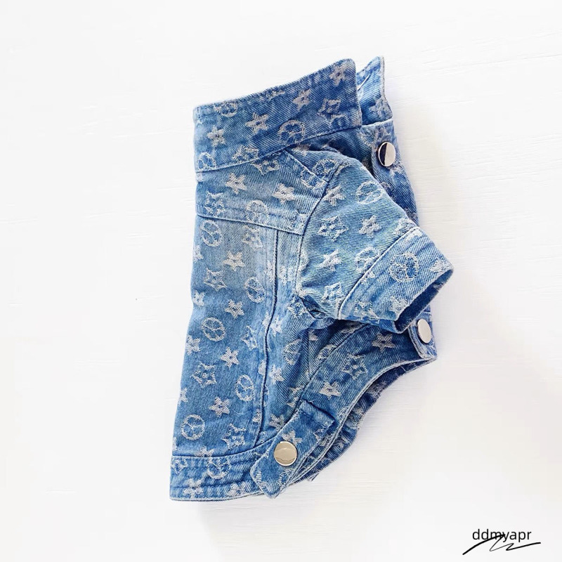 Fashionable Denim Dog Lapel Jacket, Water Washed Emed Pattern Suitable For Small Medium-Sized Dogs ddmyday To Wear All Year Round, Hine Washable XL A6