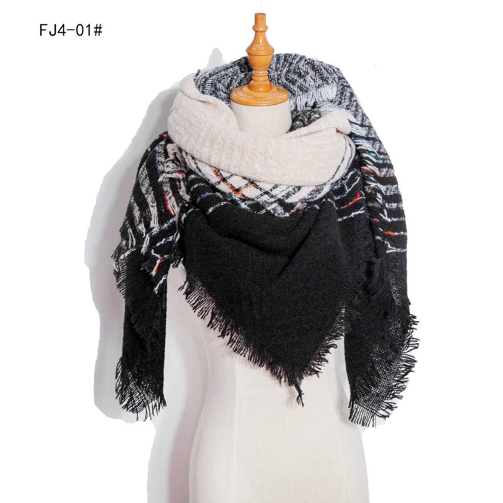Women Winter Scarf Triangle Knitted Scarf Casual Ladies Plaid Shl and Wr Female Foulard Scarves Echarpe BufandaXJ250905