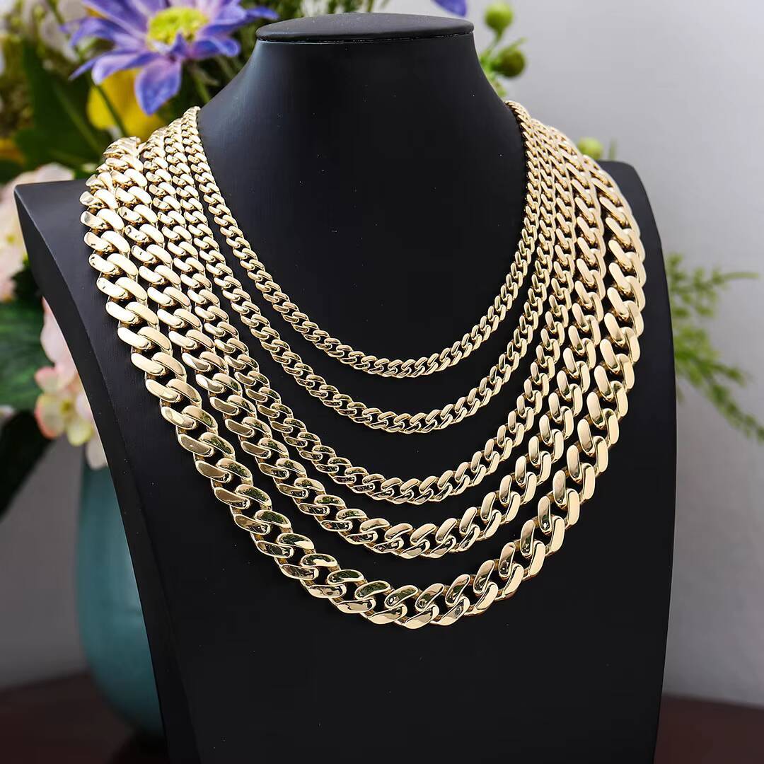 Sterling Silver 925 14k Solid Gold Cuban Link Chain Cuban Link Chain Hip Hop Jewelry Cuban Chain Necklace Moissanite Gold Link