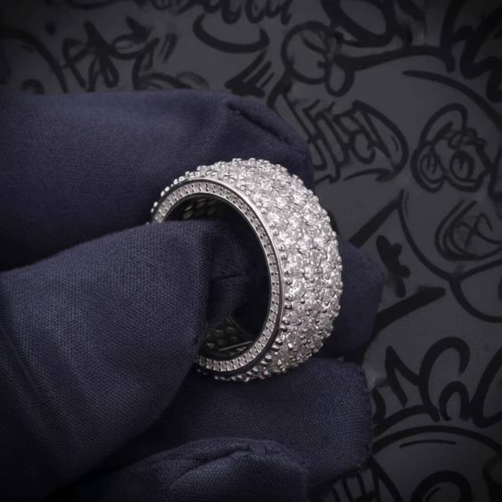 Solid 9K 10K 14K 18K 22K Gold Custom Jewelry Hip Hop IGI Certified VVS Lab Grown Diamond Iced Out 3 Rows Band Eternity Band Ring