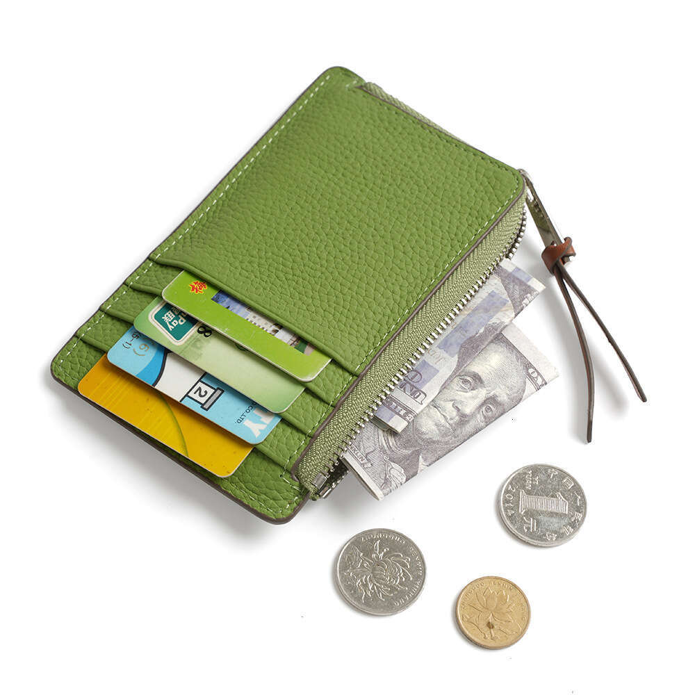 Fashion Genuine Leather Purse Multi-Card Slot Ultra-Thin Card Holder Coin Bag Top Layer Cowhide Zipper Small Wallet for Women designer wallet B5