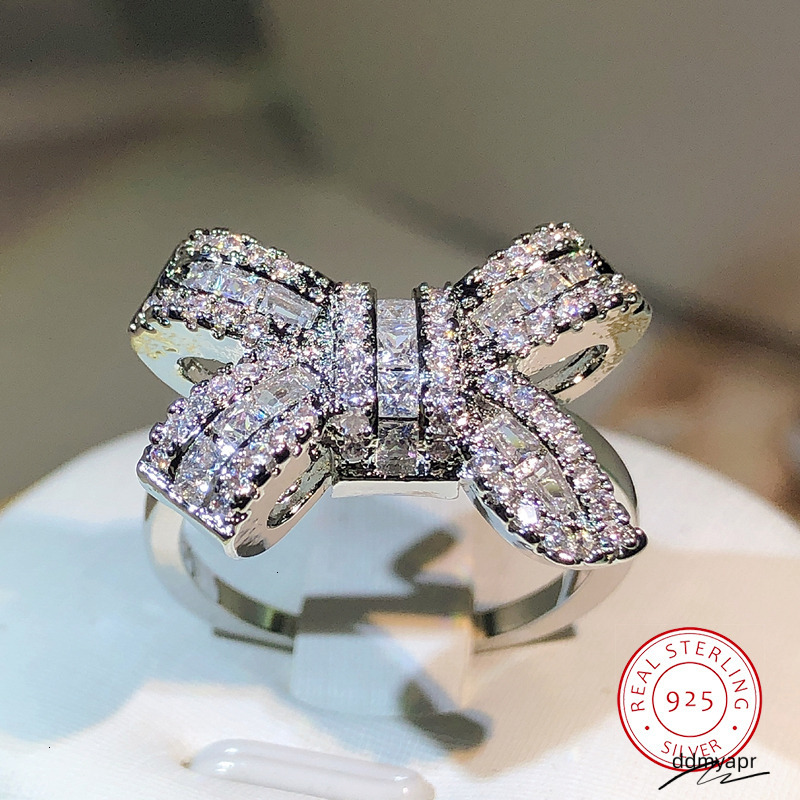 Bowknot Bow Knot ddmyday Bling Zircon Stone Rings For Women Fashion Wedding Engagement Jewelry 250710