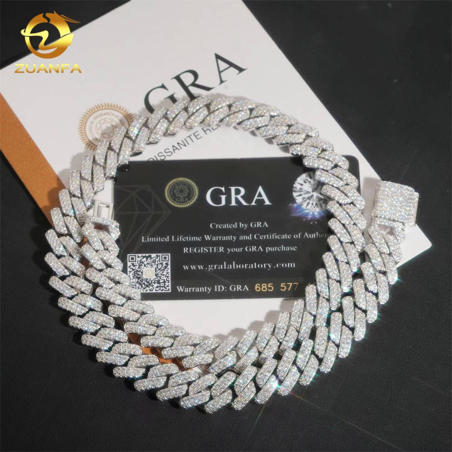 Custom 2Rows 14mm Iced Out Diamond 925 Silver VVS D Moissanite Miami Cuban Link Chain Necklace Hip Hop Moissanite Jewelry