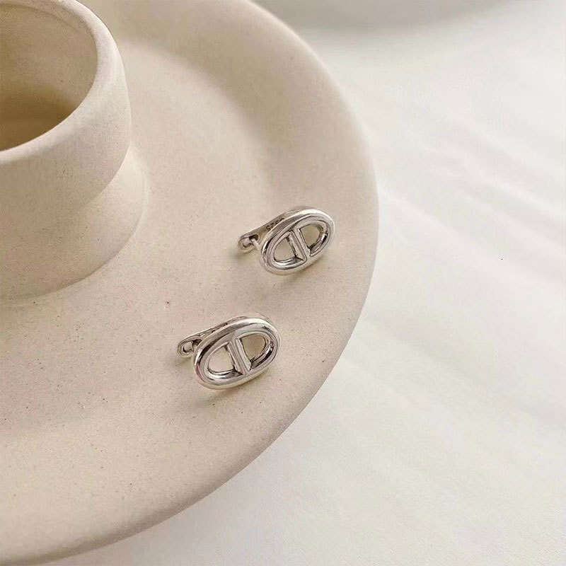 DHpet 2025 Summer: Korean - Style S925 Silver Geometric Pig - Nose Hollow Earrings for Women