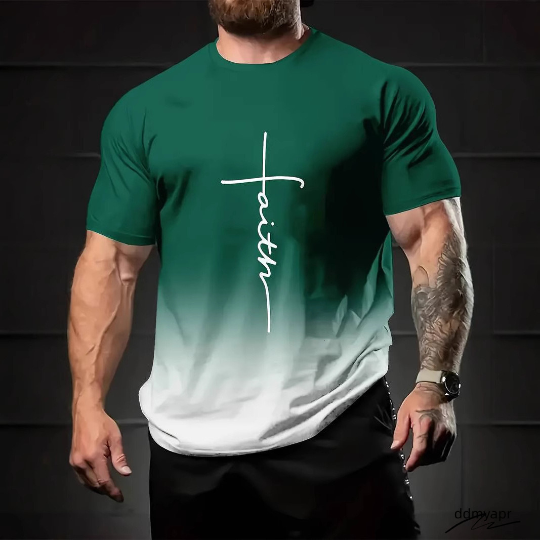 3D Digital Color Gradient Printing Mens T-Shirt Ddmydec Summer American Round Neck Top 250710 Ddmydec Ddmydec Ddmydec Ddmydec