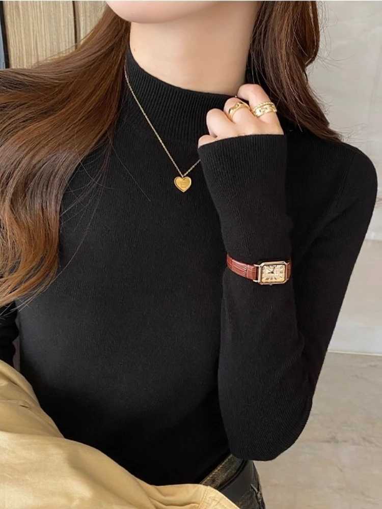 Autumn Winter Turtleneck Sweater Women Knitted Pullovers Women Fashion New Solid Tops Long Sleeve Bottoming Knitted Sweater Z250905