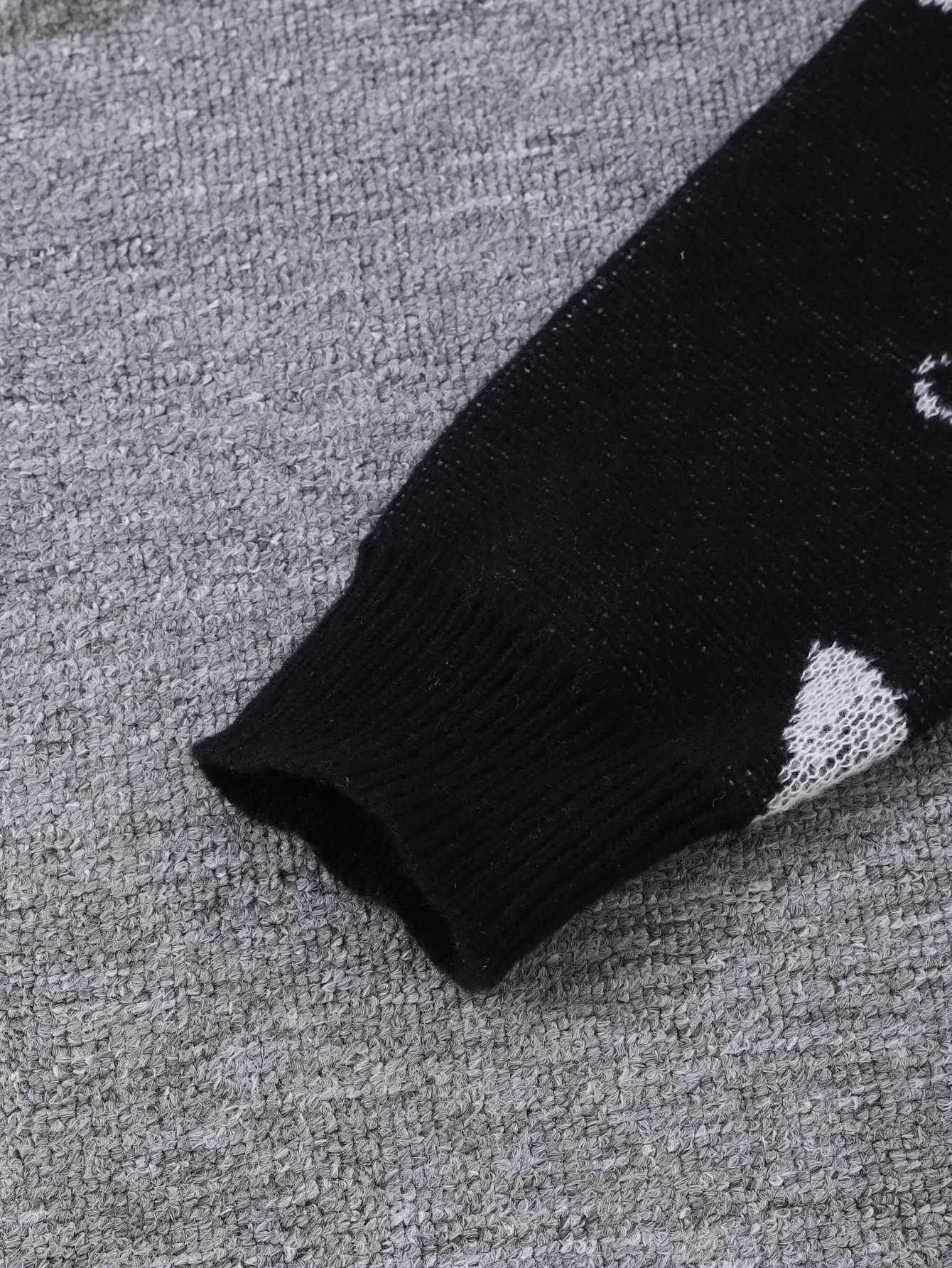 New Popular Spring Fall Astronaut StarPicking Jacquard Pattern Pullover Sweater Casual Round Neck Contrast Color Knitted Men Z250905