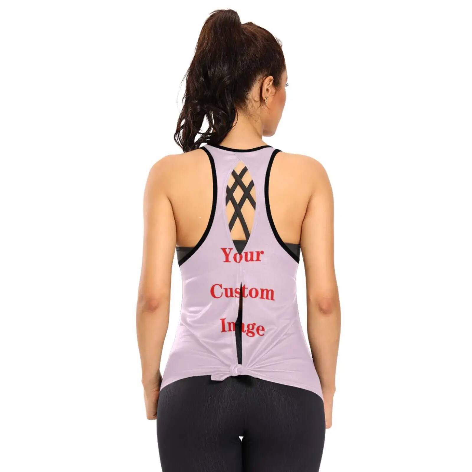 2025 Gym Women's Sports Custom images Backless Shirts Sleeveless Yoga Tops Fiess Running Quick Dry Tank Crop Top