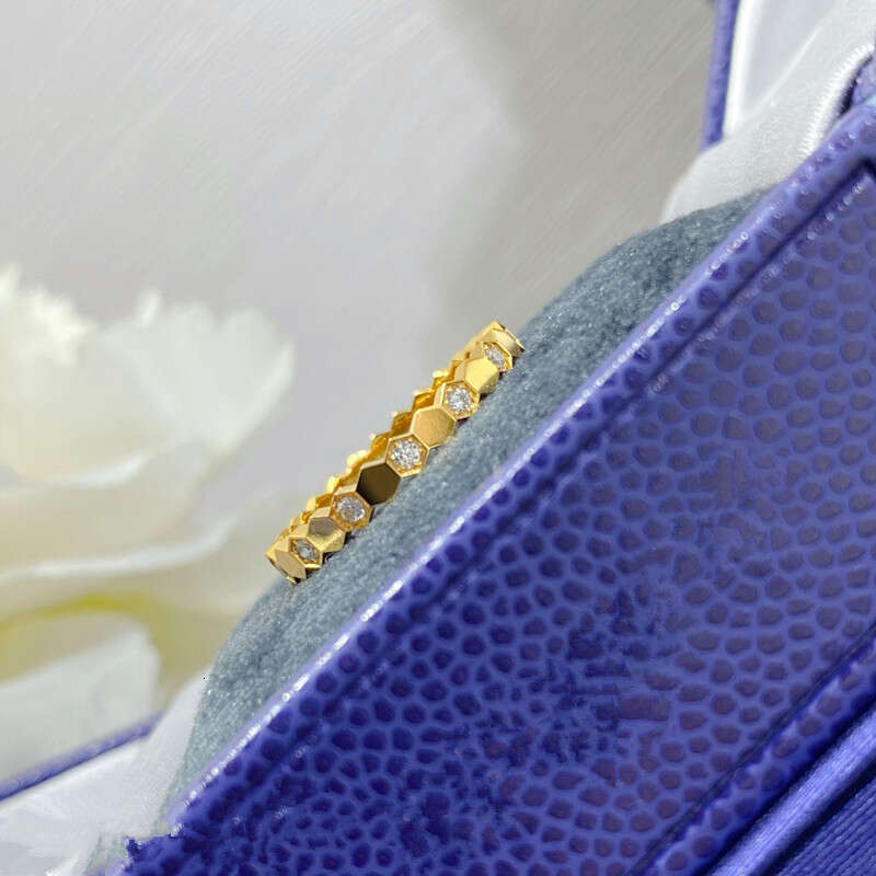 Honeycomb Ring for Women with Diamond Rose Gold Fashionable High-end Precision CNC Craftsmanship Internet Celebrity Live Streaming