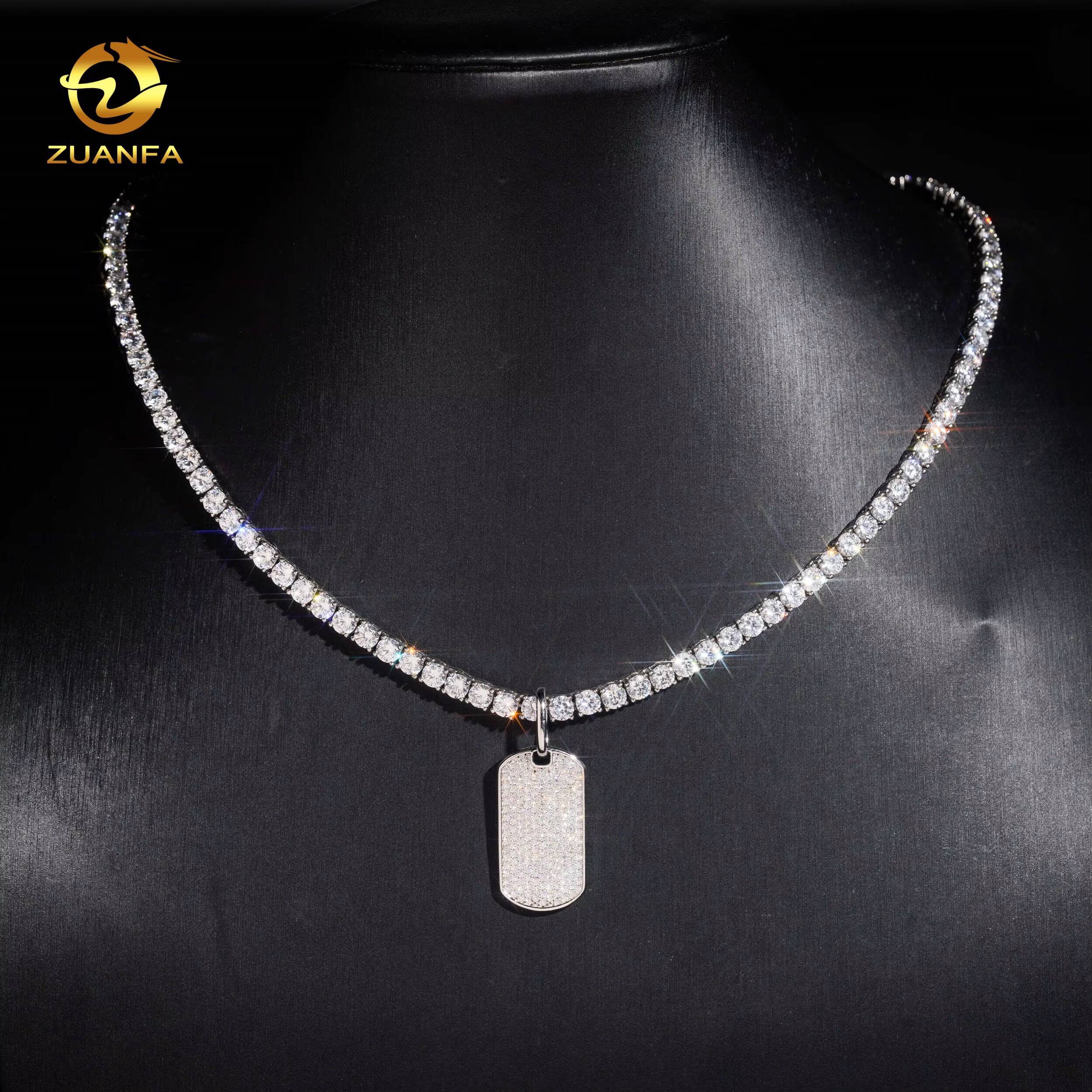 925 Silver New Design Moissanite Small Charm Pendants Hip Hop Jewelry Iced Out Fashion Pendant Tennis Necklace Set for Gift