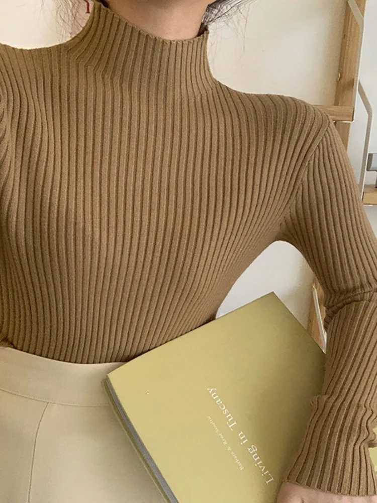 2025 chic Autumn winter Sweater Pullovers Women Long Sleeve casual turtleneck warm basic Sweater knit Jumpers top Z250905