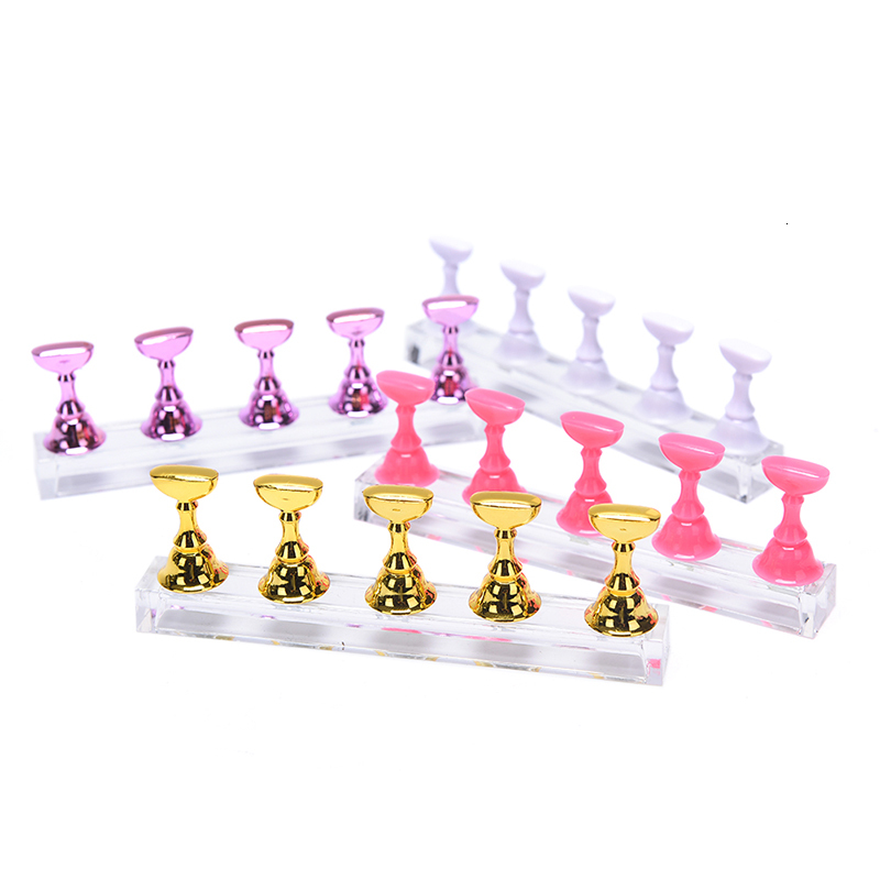 1Set Magnetic Nail Holder Practice Display Stand Nail Polish Acrylic Crystal Showing Shelf Nail Art Tool Colorful Nail Polish