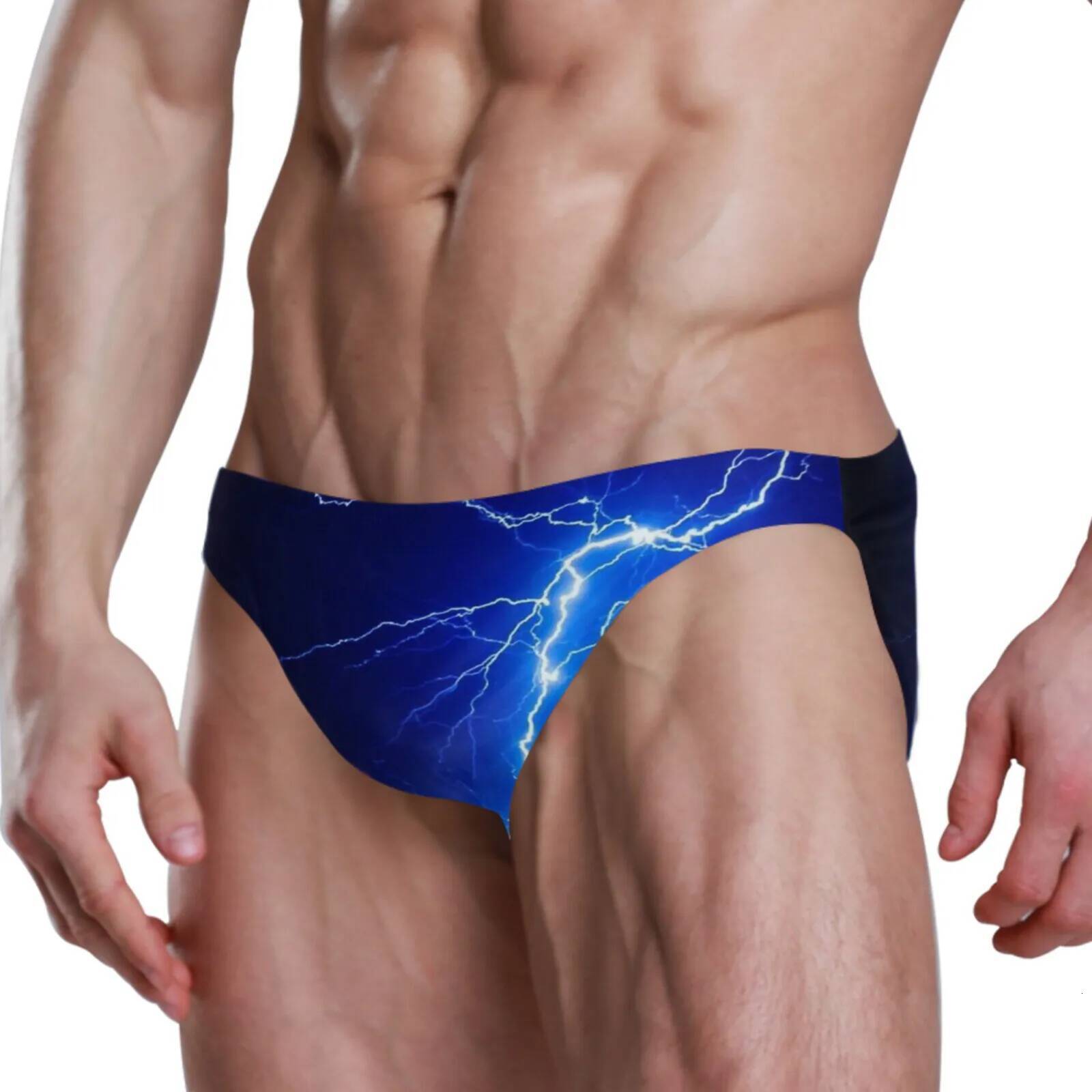 Man's Swimming Briefs Low Waist Swimwear drop With Push-up Pad Sexy Shorts Trunks Boxers Summer Men's Swim Lighing Print